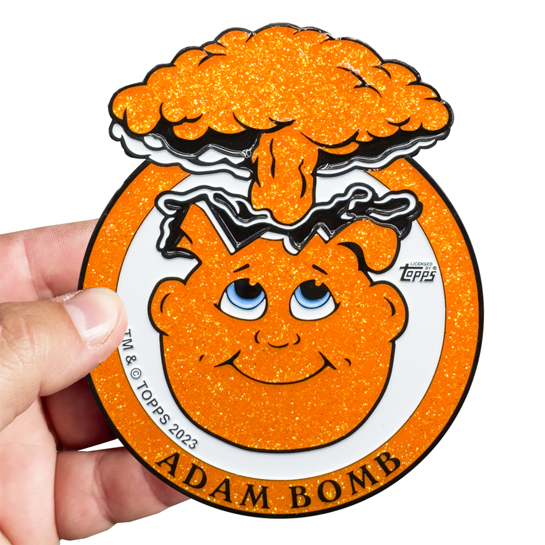 Bright Orange Glitter **HUGE** 4 inch Adam Bomb Challenge Coin limited to 15 pieces with individual serial number